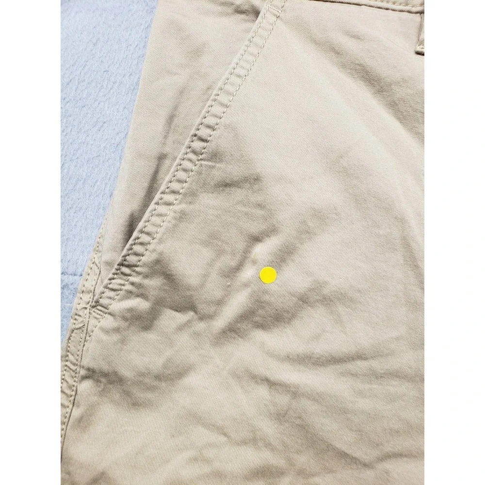 Croft & Barrow Men Short 34 Beige Chino Flat Front Stretch Slash Pockets Classic